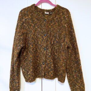 VINTAGE Paul Et Duffier Womens Mohair Brown Speckle Cardigan Sweater Size L